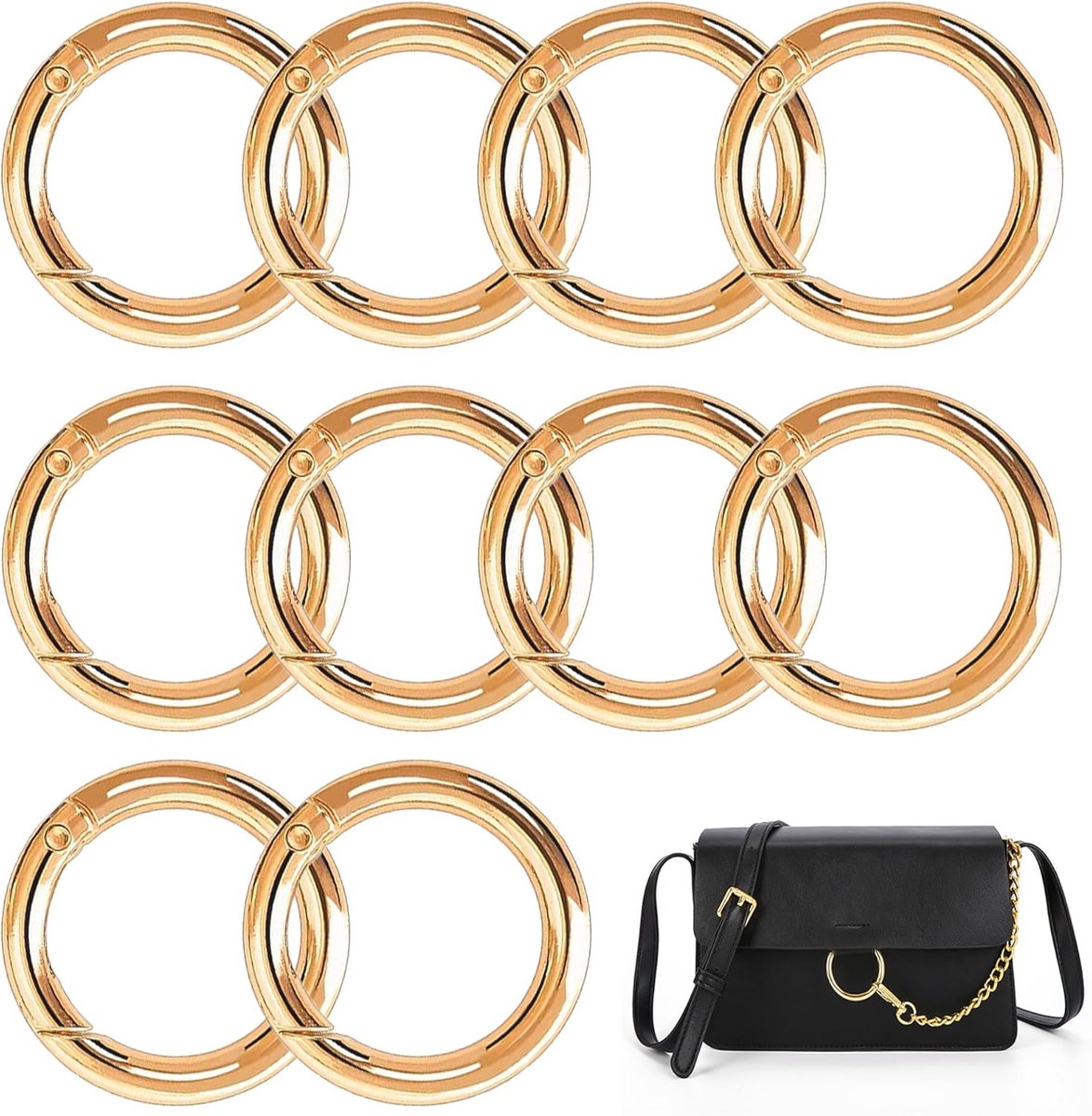Pack of 10 45 mm Round Carabiner Hooks Very Robust Zinc Alloy Round Carabiner Round Large Carabiner Ring Round O-Ring - ShopVlot
