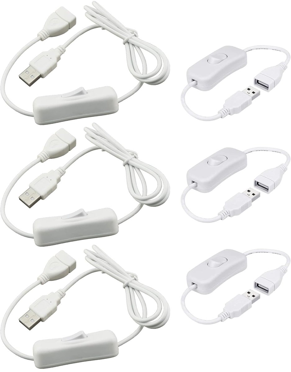 USB kabel met aan/uit schakelaar - 3x 30cm + 3x 100cm - verlengkabel voor LED lampen - eenvoudig in gebruik - ShopVlot