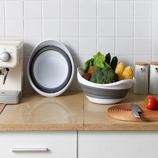 Opvouwbaar vergiet - Zeef mand - Groenten en pasta spoelen - Met handgrepen - 33 x 27 x 9 cm — afbeelding 3