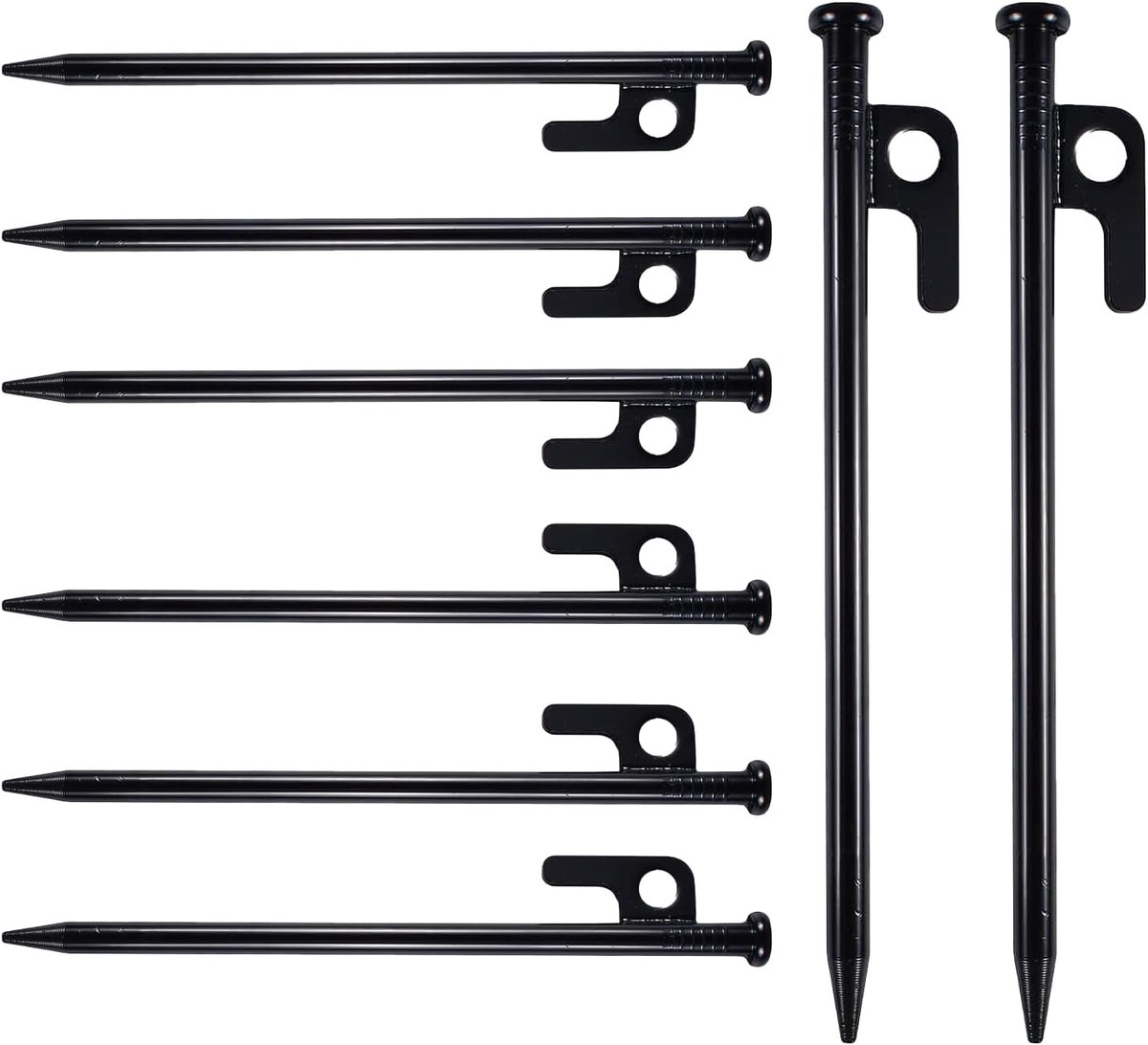 7.87 Inch Camping Tent Pegs, Strong Corrosion Resistance Metal Pegs with Hook and Hole for Camping, Travel, Party - ShopVlot
