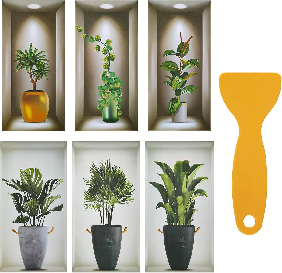3D Groene Planten Wandstickers - Verwijderbaar PVC - Bonsai, Potplant en Vaas - Perfect voor Slaapkamer en Woonkamer - SnelShoppen