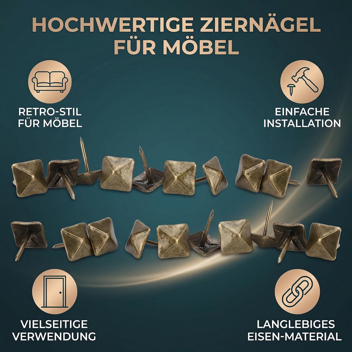 Decoratieve spijkers 50 stuks - ijzer antieke clavos - piramidekop en vierkante kop - voor meubels en sieraden - ShopVlot