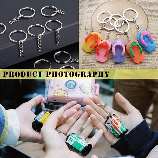 200 Pcs Key Chain Rings with Pliers, VEINARDYL 1 Inch Keychains with Chains and Open Jump Rings, Split Key Chains for - ShopVlot — afbeelding 5