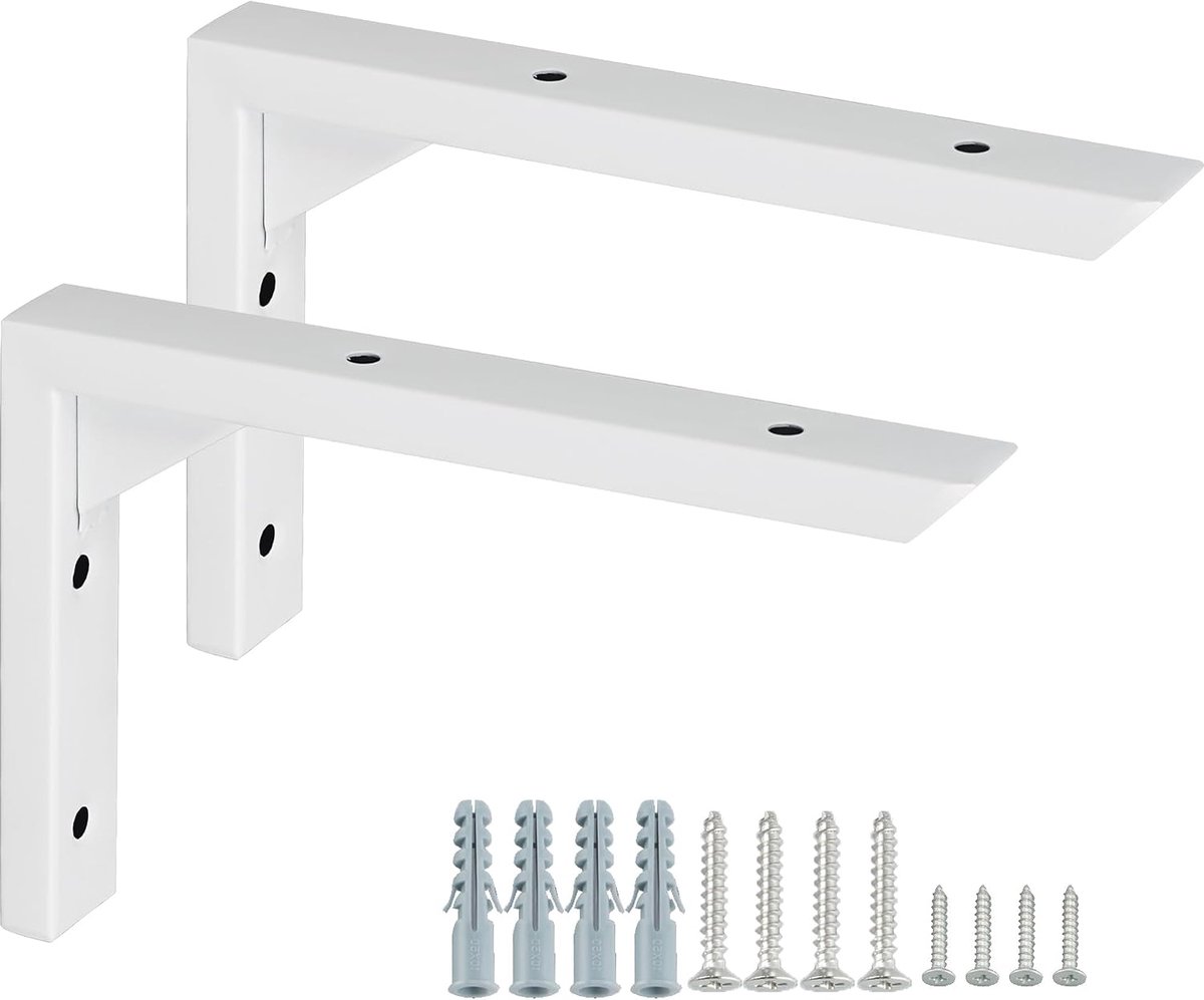 SnelShoppen - 2 Stuks Wandbeugel Hoeksteun Stevige Ondersteuning voor Planken, Roestvrijstaal Wit 250mm/10 Inch, Voorboekenplanken, Keuken, Woonkamer,