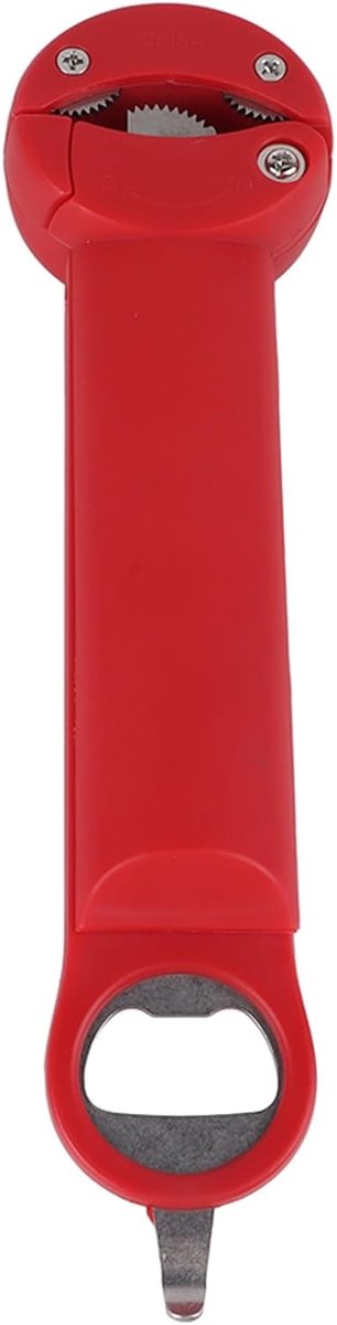 SnelShoppen - RVS Verstelbare Schroef 3-in-1 Multifunctionele Uittrekbare Flesopener met Pop Tab Opener, Wetenschappelijk Hefbalkprincipe (Rood)