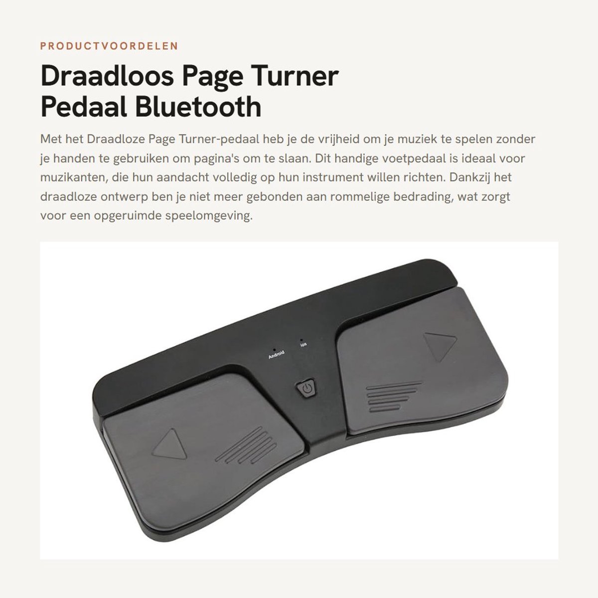 Dailygoods - Draadloos Page Turner Pedaal - Bluetooth Voetpedaal - Handenvrij Pagina Draaien - Zwart - Muziekaccessoires - Geschikt voor Tablets en Sm...