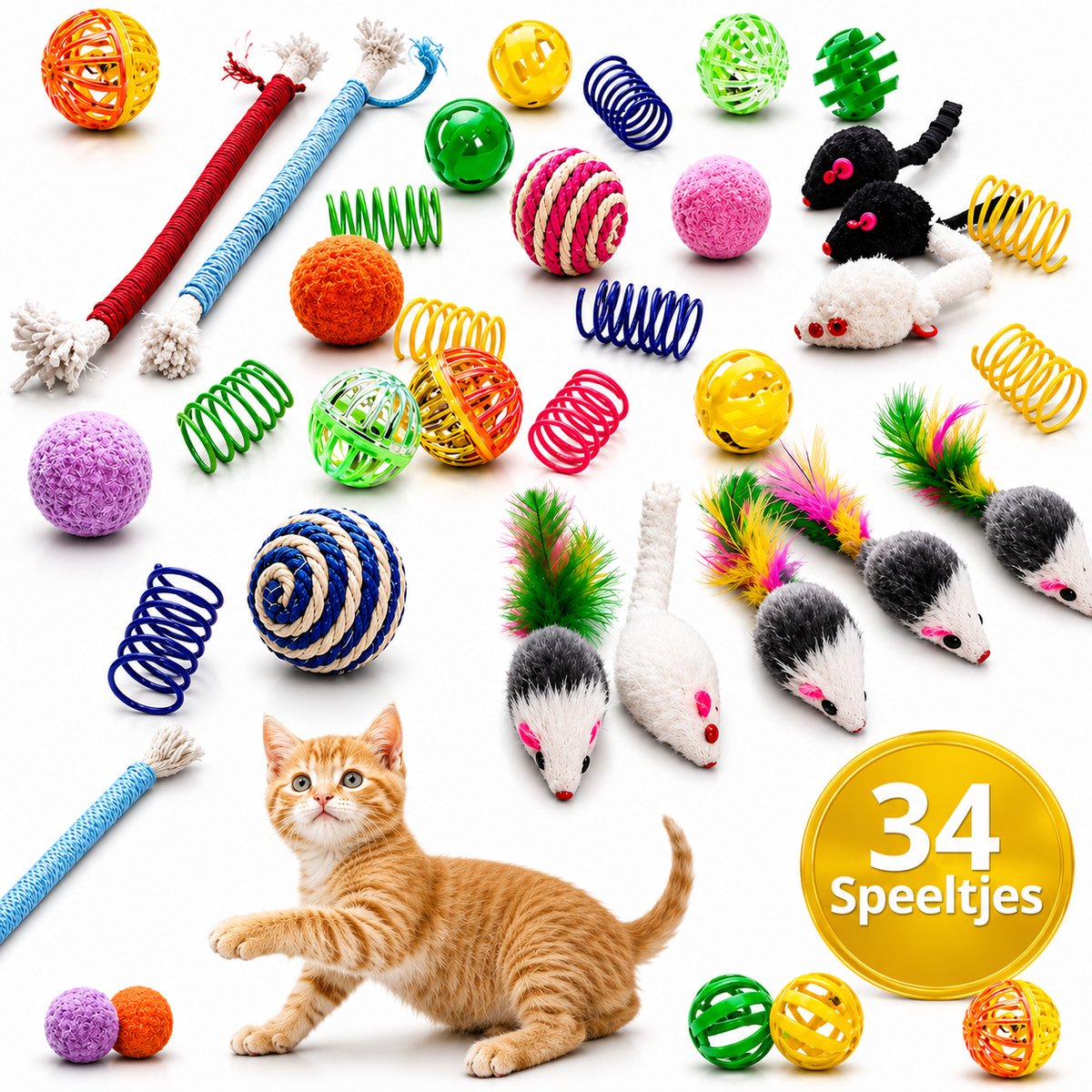 BronStore Twenty4seven Kattenspeelgoed Set 34 Stuks