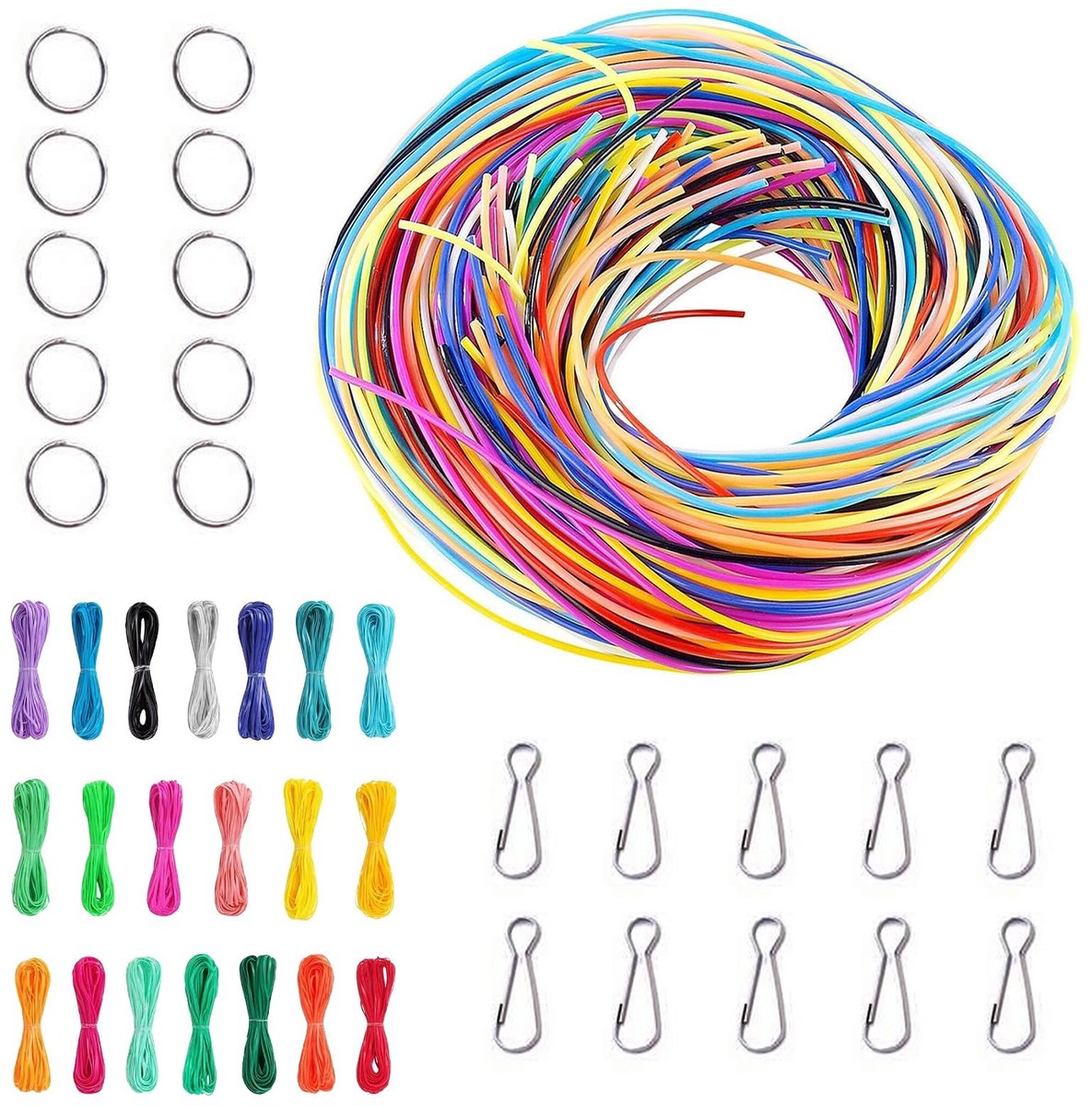Dailygoods- Scoubidoubanden 200 Stuks - Knutselbanden - Sleutelhangers - Creatief Weven - Duurzaam Kunststof - 20 Kleuren