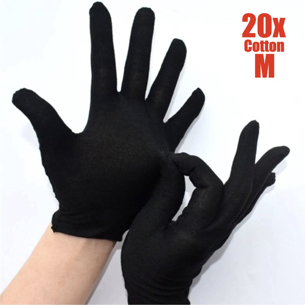 Katoenen handschoenen Zwart Medium 20Stuks/10Paar Beschermende Handschoenen - Medium - Gezondheidszorg - Ziekenhuis - Beauty Center - Kapper - Salon Spa Tattoo – Jewelry - Eczeem - Allergie - Handcrème - Juweliers - Munt handschoen