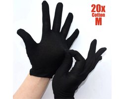 Katoenen handschoenen Zwart Medium 20Stuks/10Paar Beschermende Handschoenen - Medium - Gezondheidszorg - Ziekenhuis - Beauty Center - Kapper - Salon Spa Tattoo – Jewelry - Eczeem - Allergie - Handcrème - Juweliers - Munt handschoen