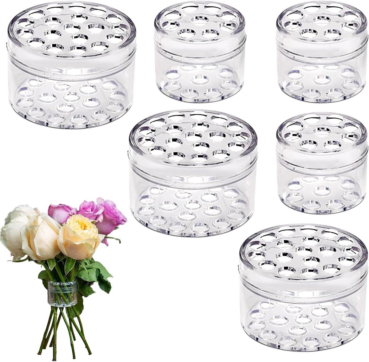 6 Spiral Ikebana Bloemsteunen - Transparante Plastic Bloemhouders voor DIY Bloemcreaties in 2 Maten