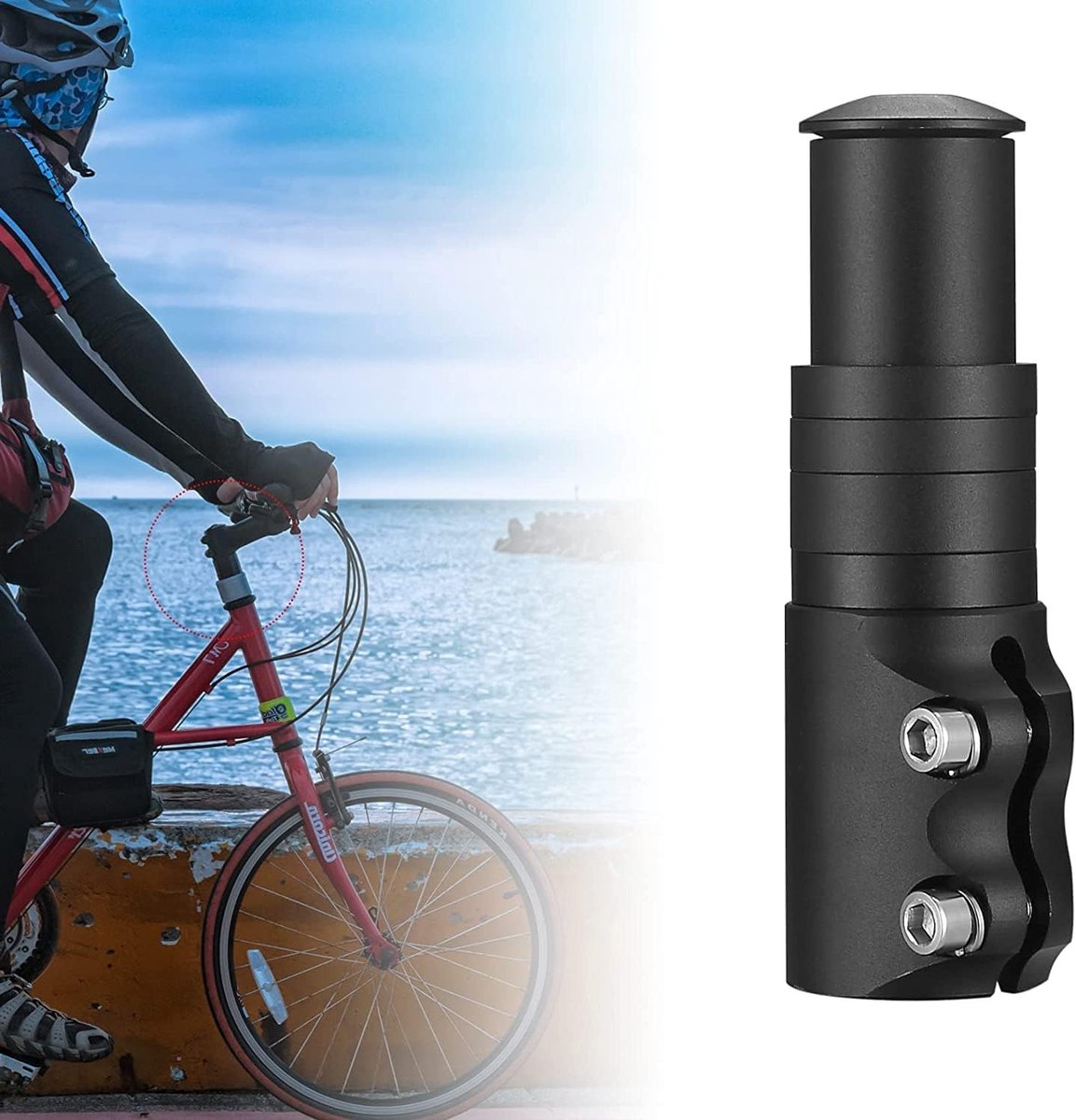 Bicycle Handlebar Stem Riser en Fork Stem Extender van Aluminium voor 28.6 mm Mountainbike en Racefiets