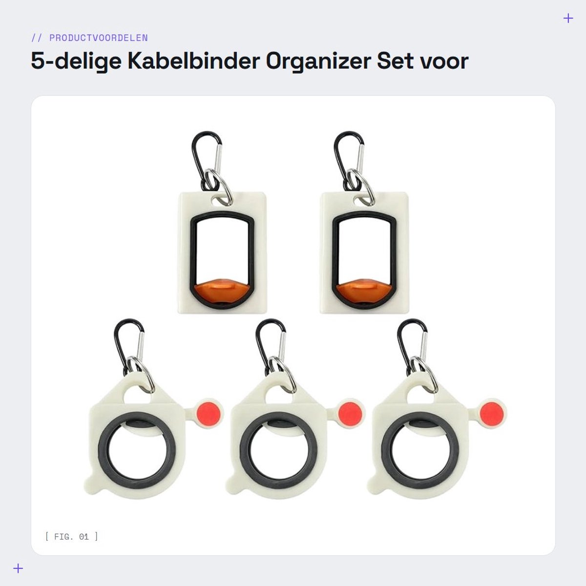 Dailygoods - 5-delige Kabelbinder Organizer Set voor Kabels