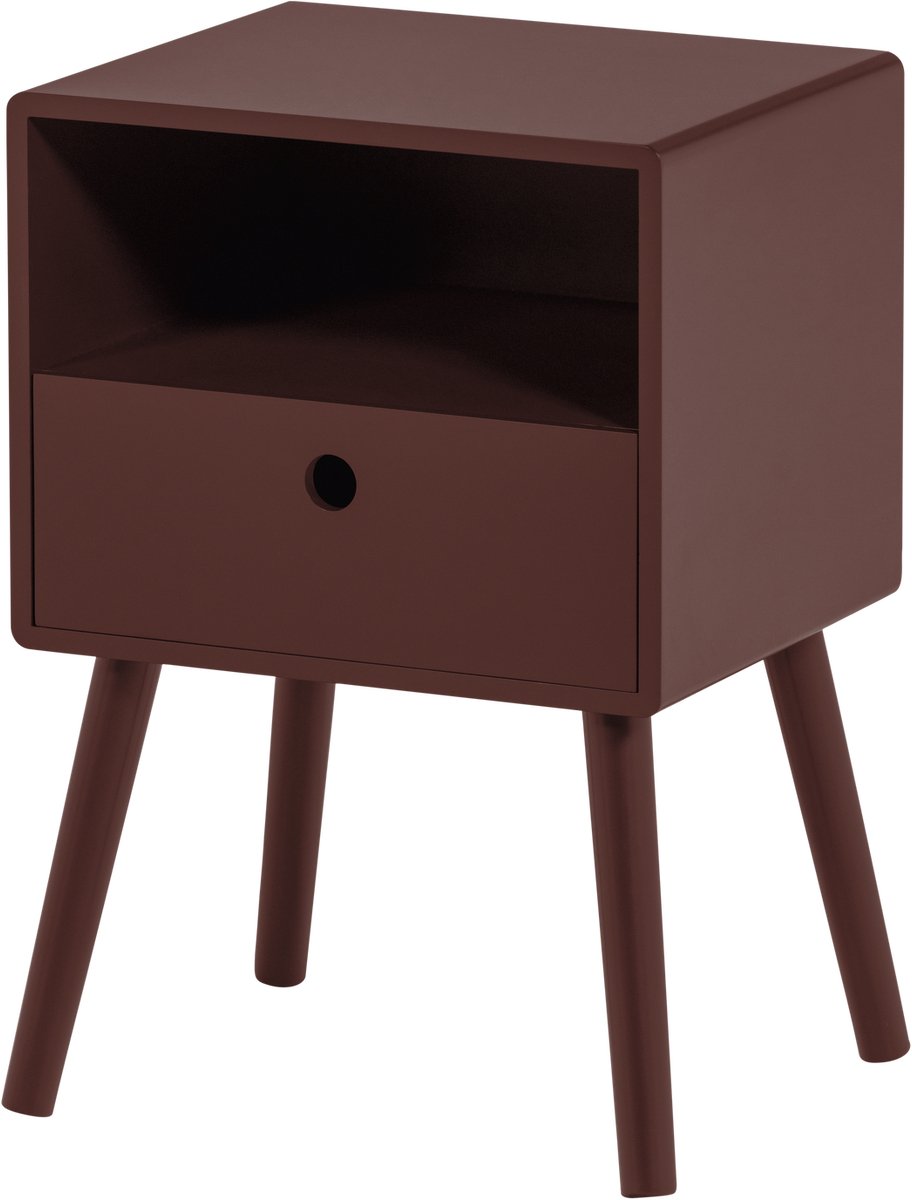 WOOOD Ozzy Nachtkastje - MDF - Bordeauxrood - 53x36x30