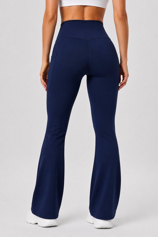 SparkNine Serenaflare dames legging - flare pants - met zakken - XL - blauw - hoge taille - stijlvol - elastisch — afbeelding 3