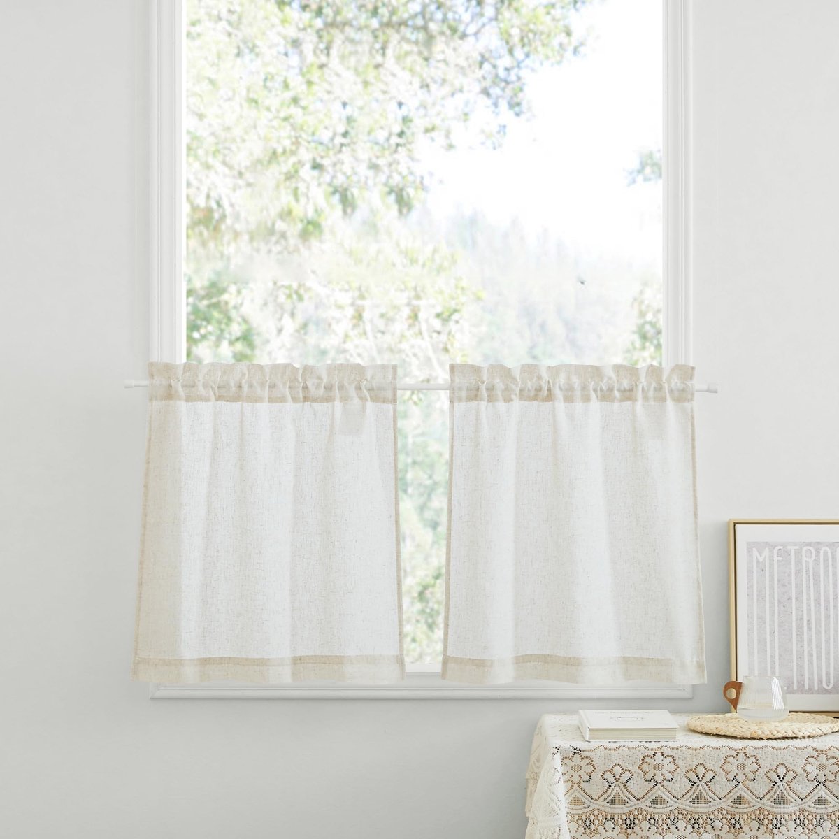 Dailygoods- Gordijnen Kant en Klaar - Korte Maat 60x60cm - Linnen - Ademend - Gefilterd Licht - 2 Stuks - Raamdecoratie