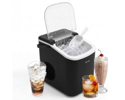 BluMill Ijsblokjesmachine – Ijsblokmaker – Incl. Ijsschep en Uitneembare Ijsmand – 9 blokjes in 6 minuten – Draagbaar – Zelfreinigend – Zwart