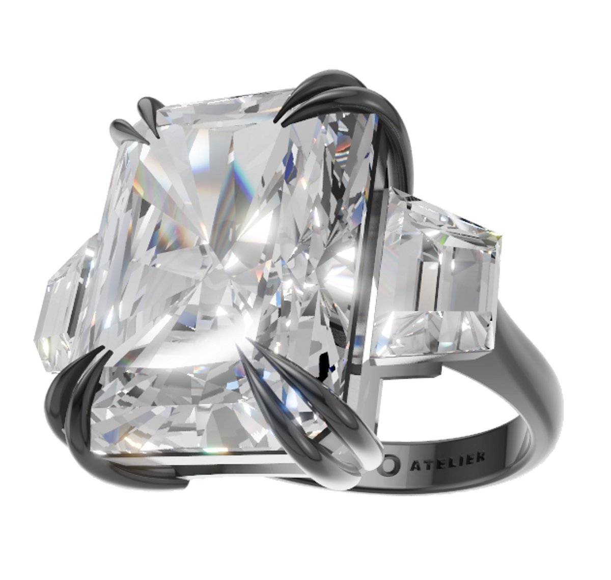 MR.O Atelier Karan Ring – Luxe Cocktailring met Cubic Zirconia | Zilver & Gunmetal Statement Ring Dames #9