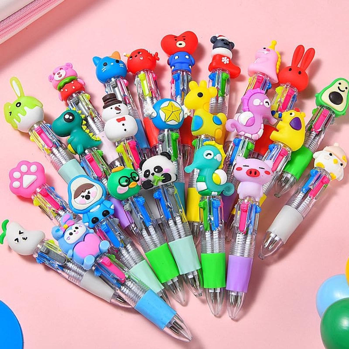 Dailygoods- Balpen 36 Stuks - 4-in-1 Meerkleurige Balpen - Cartoonbalpen - Creatieve Pen - Cadeau voor Kinderen - Geschikt voor 5 tot 10 Jaar - Schrijfgerei