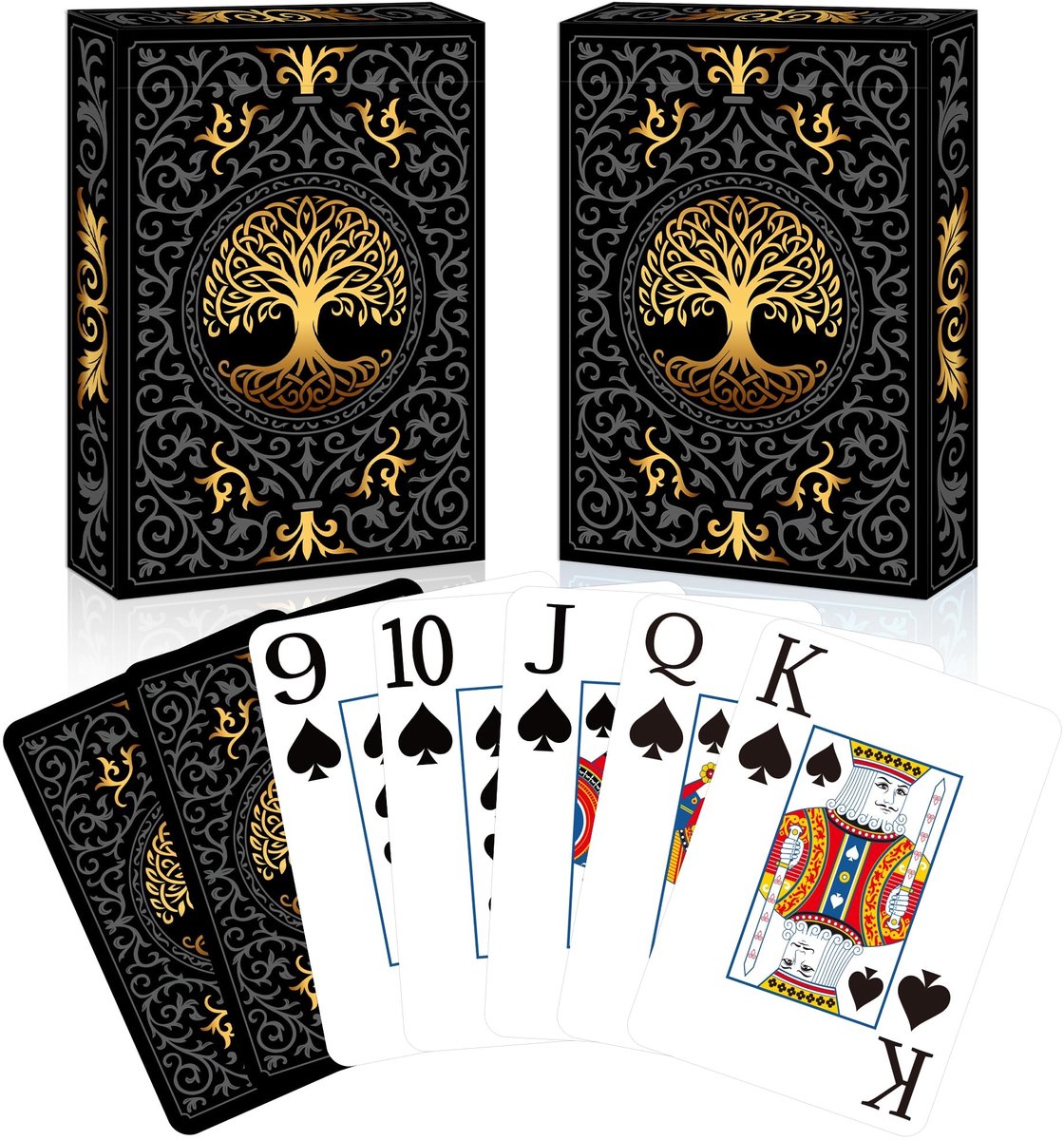 Dailygoods- Speelkaarten Premium - Verpakking van 2 stuks - Grote druk - Geschikt voor kaartspellen - Tafeldecoratie - Makkelijk te mengen - Pokerkaarten