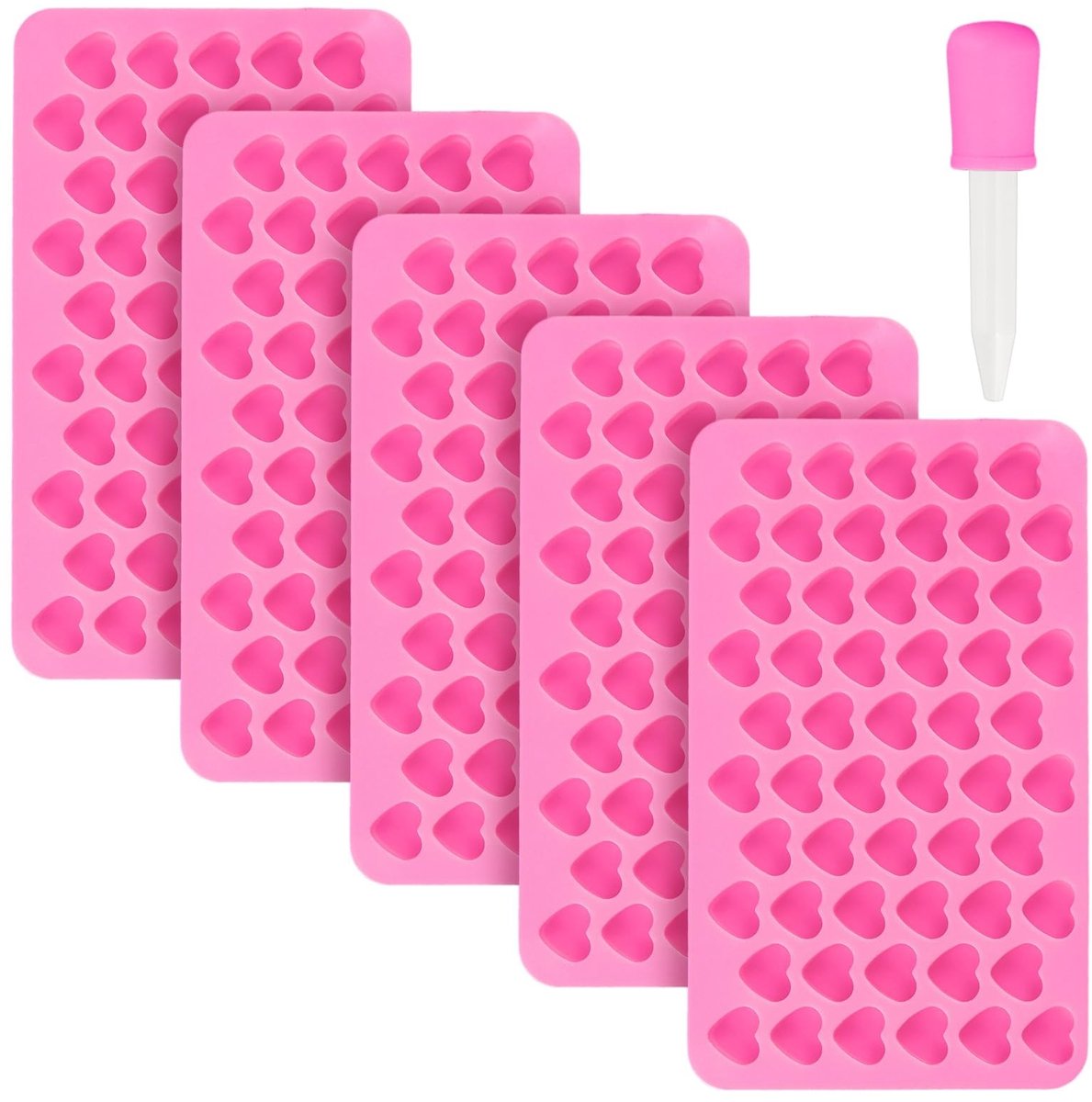 Dailygoods - 5 Stuks Hartvormige Siliconen Mallen - Voor IJsblokjes, Chocolade en Snoep