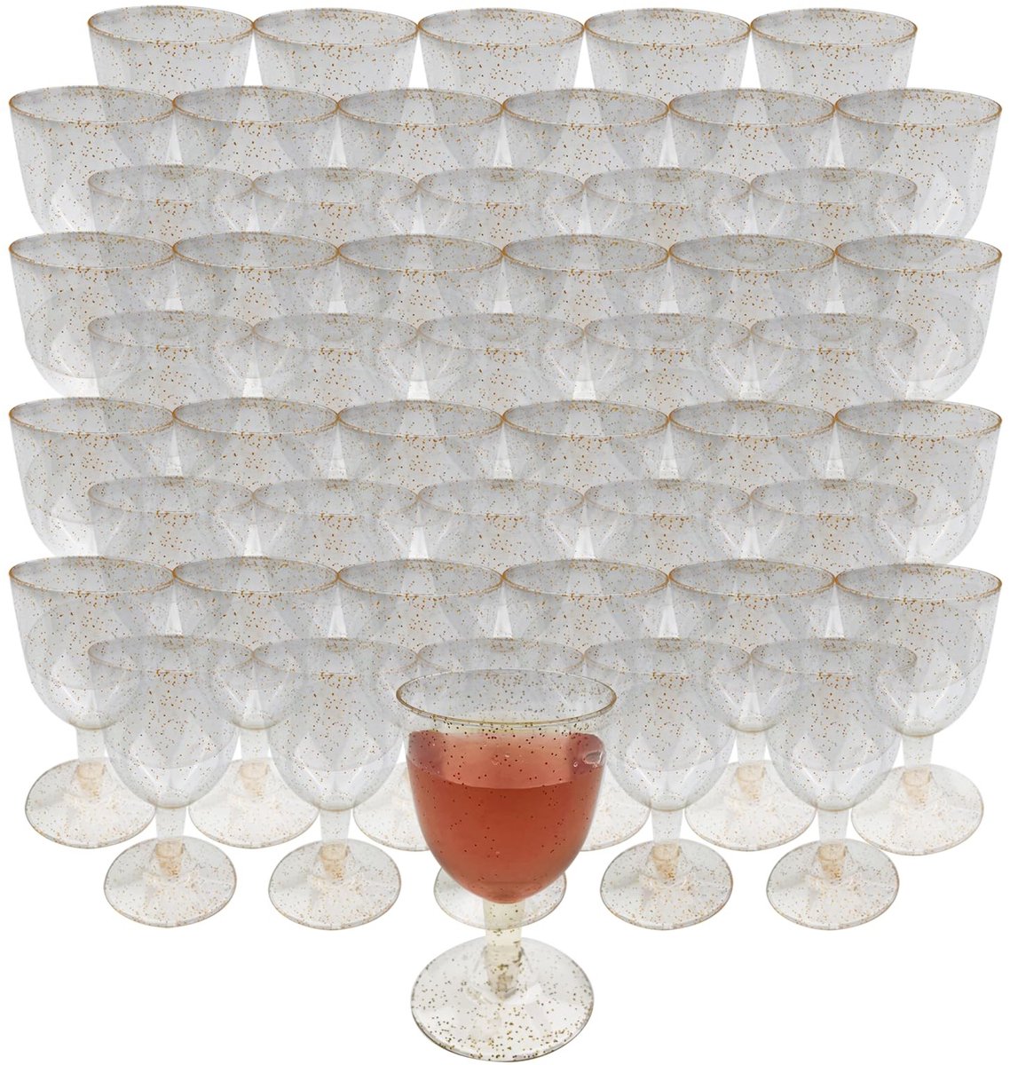 Dailygoods- Wijnglas verguld kunststof - 1 stuk - herbruikbaar - waterdicht - lichtgewicht - duurzaam - Plastic Glas