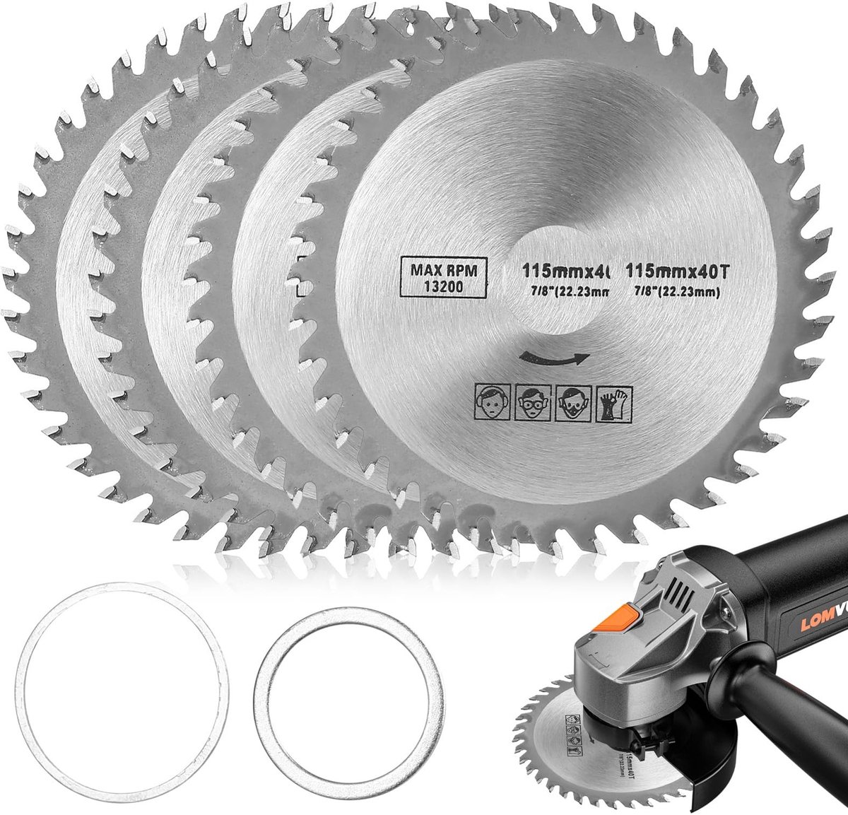 Dailygoods- Haakse Slijpmessen 115 mm - Slijpschijven 125 mm - Cirkelzaagblad Hout 40 Tanden - Hardmetalen Tanden - Duurzaam Koolstofstaal - Glad, Splintervrij Oppervlak