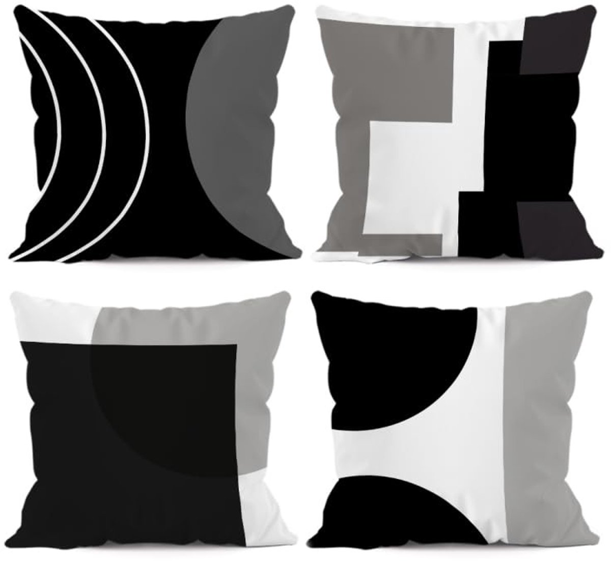 Dailygoods- Kussenslopen set van 4 - Geometrische kussenslopen - Decoratieve kussenhoezen - 45 x 45 cm - Zacht en ademend - Duurzaam en gemakkelijk te wassen