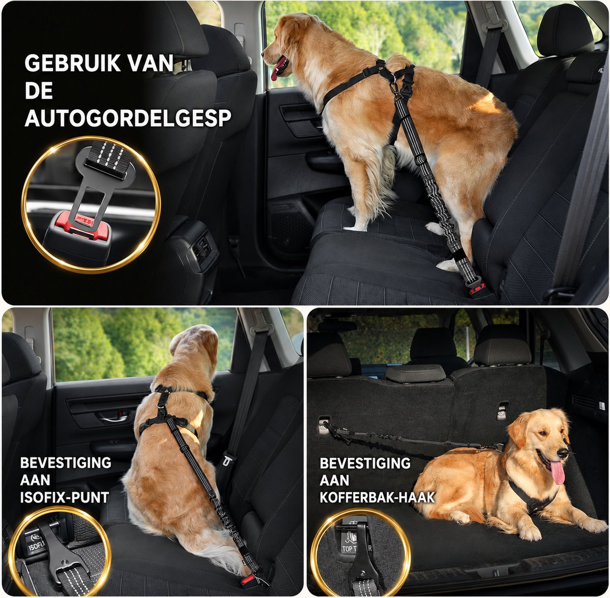 Hondengordel Hondengordel Reflecterende Autogordel - afbeelding 4