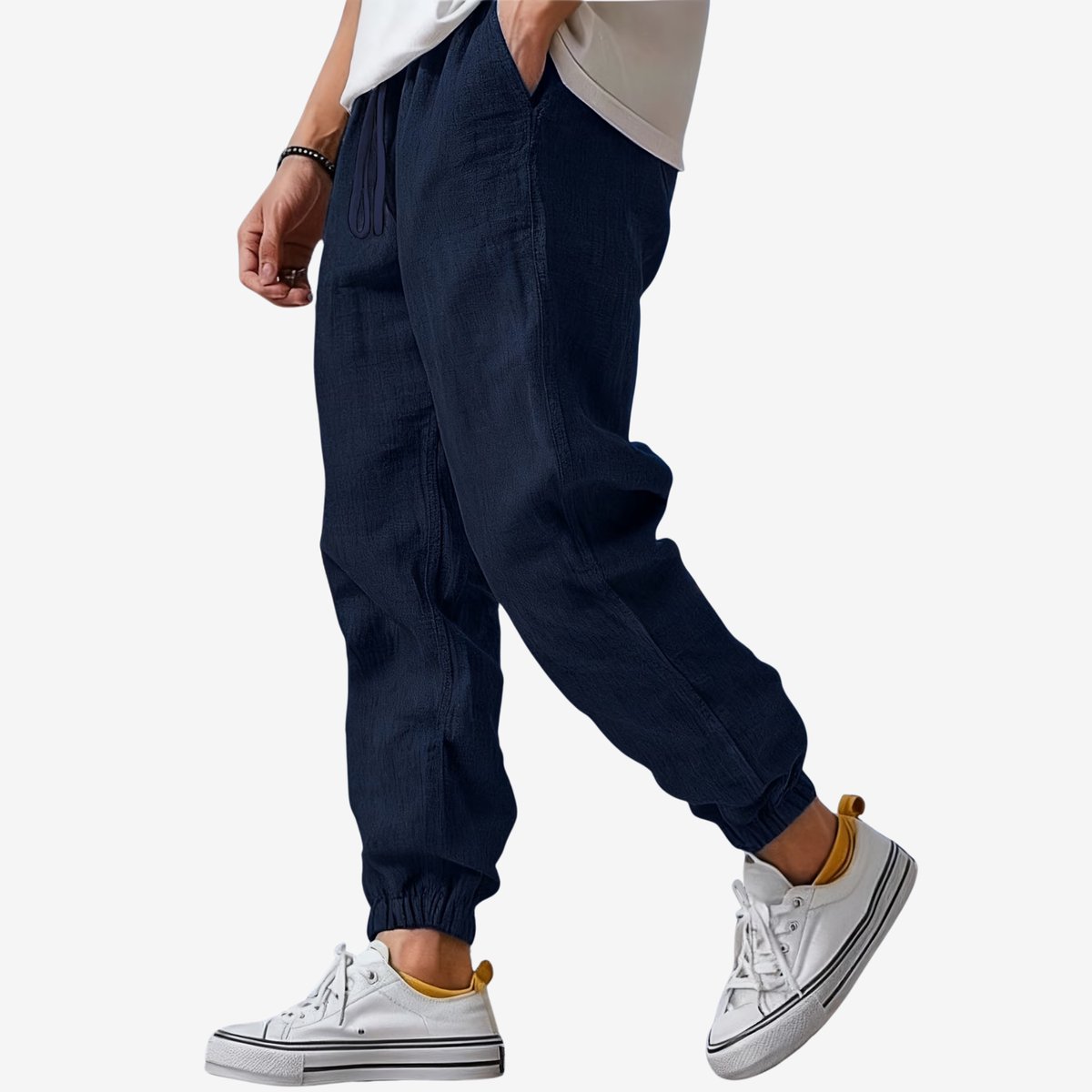 Currero Linnen Broek Heren - Zomerbroek - Volwassenen - Lange Broek - Pantalon - Strandbroek - Zomer - Ibiza Stijl - Marineblauw S