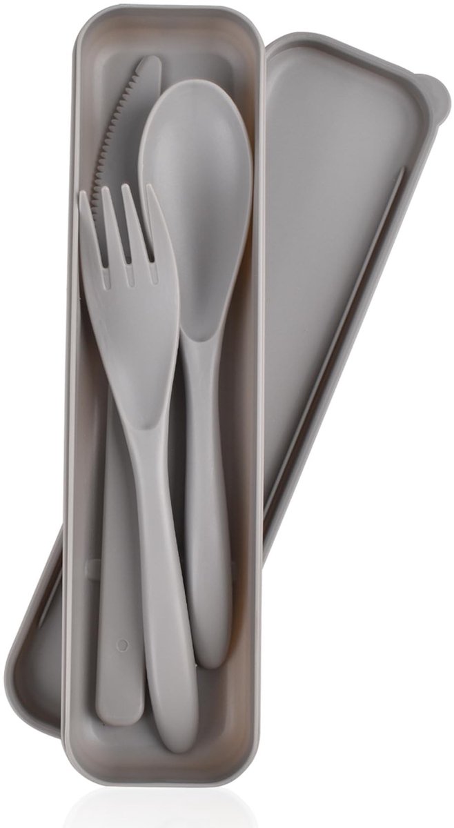Dailygoods- Bestekset Reisbestekset met Koffer - Draagbare Bestekset - Herbruikbare Vorken/Lepel - Campingbestekset - Perfect voor Picknick/Outdoor - Materiaal: Plastic PP - Reisbestek