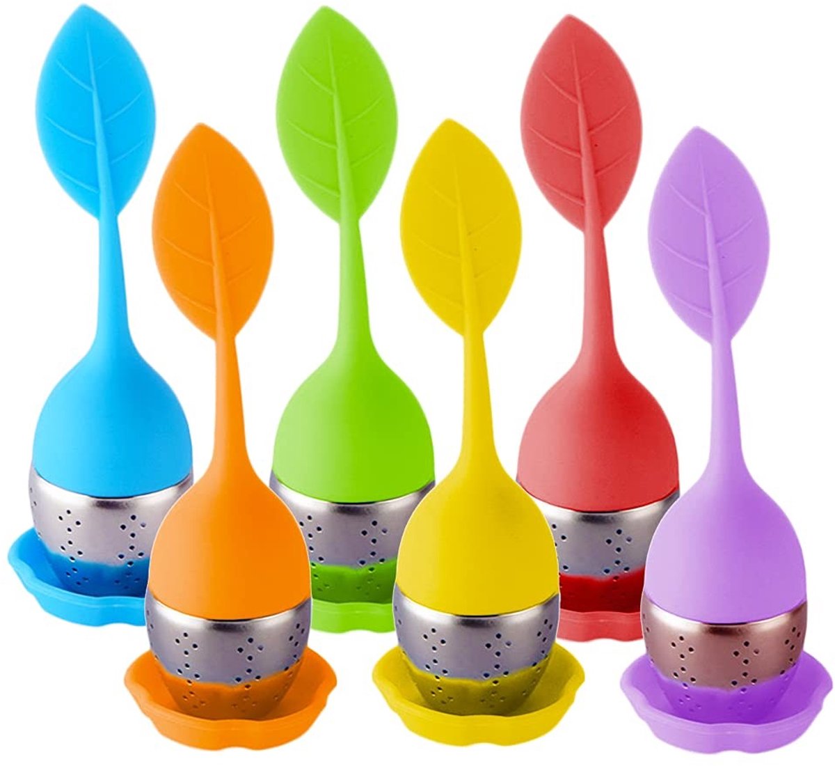 Dailygoods- Theefilterset 6 stuks - Siliconen/Theezeef - Thee-ei voor losse thee - Roestvr