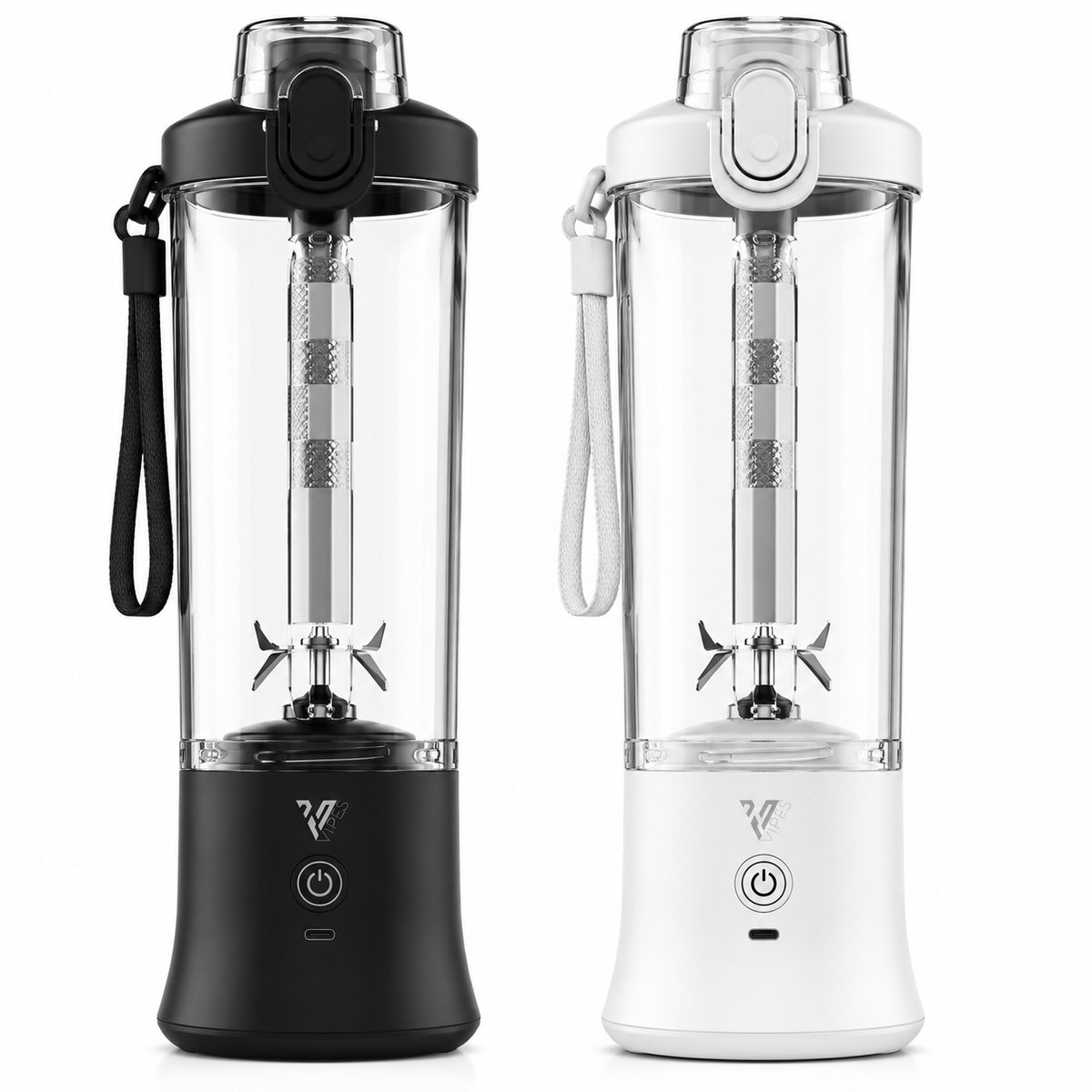 Vipes® - Draagbare oplaadbare Blender - 600ML - Wit - 6 Messen - 4000mAh - LED-verlichting - Portable - Blender to go - Mini Juicer - Smoothie Maker - Draadloos - Ideaal voor Shakes, Smoothies en Meer - Geschikt voor Reizen, Kantoor en Sport
