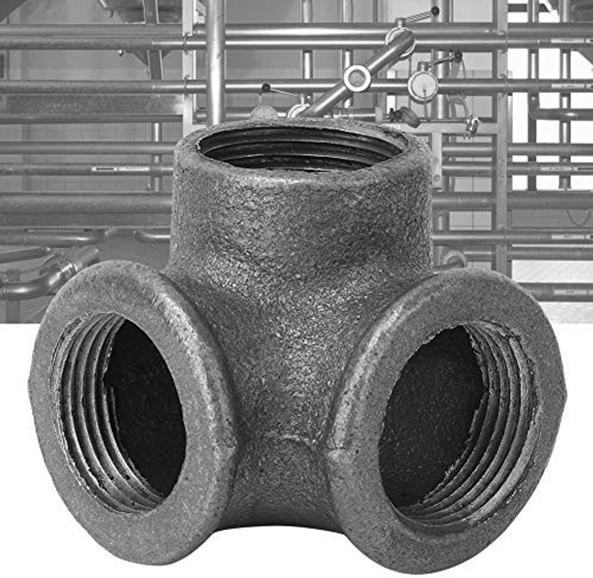 Dailygoods - Gietijzeren Pijpfittingen - Duurzame 3-Weg T-Stuk - 90 Graden Verbinding - Praktische Waterpijp Adapter - Set van 5 - Geschikt voor Doe-H...