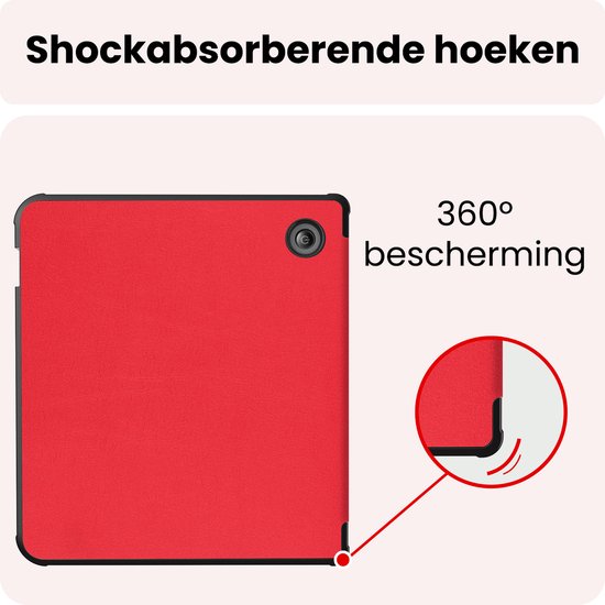 Hoes Geschikt voor Kobo Libra 2 Hoesje Bookcase Cover Book Case Hoes Sleepcover - Rood — afbeelding 4
