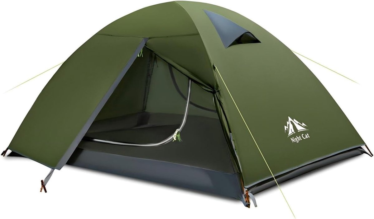 Night Cat Kampeer Tent 2 Personen: Waterdicht Licht 3 Seizoenen 2 Man Eenvoudig Op te Zetten met Voorluifel en Klein Pakformaat voor Outdoor Trekken Festival