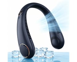 Bladeless Nek Ventilator - Oplaadbare Halsventilator zonder bladen - 5 Standen - met Display - Stille Koelventilator - Geschenk - voor Wandelen, Reizen, Thuiswerken en Sport - Donkerblauw