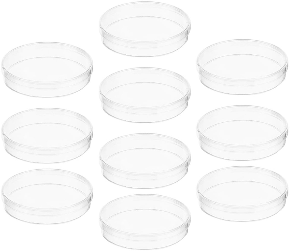 Petrischaaltjes Plastic - Kweekplaten Deksel - Laboratorium Experimenten - Glad Oppervlak - 10 Stuks - Transparant