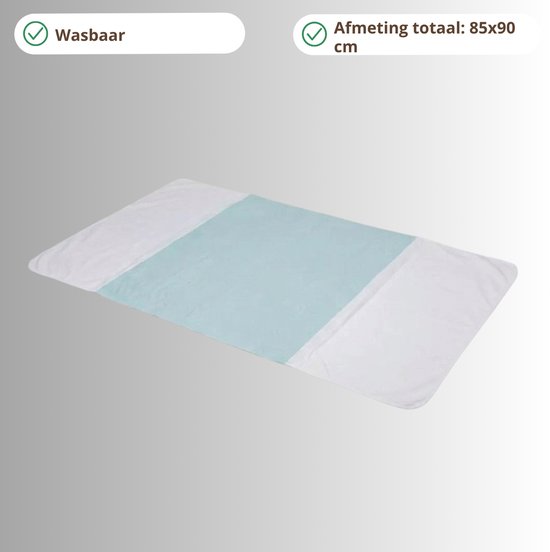 Wasbare bed onderlegger met instopstroken 85x90 cm - Duurzaam en milieubewust - Incontinentie bedonderlegger - Matrasbeschermer van Zorg Totaal — afbeelding 5