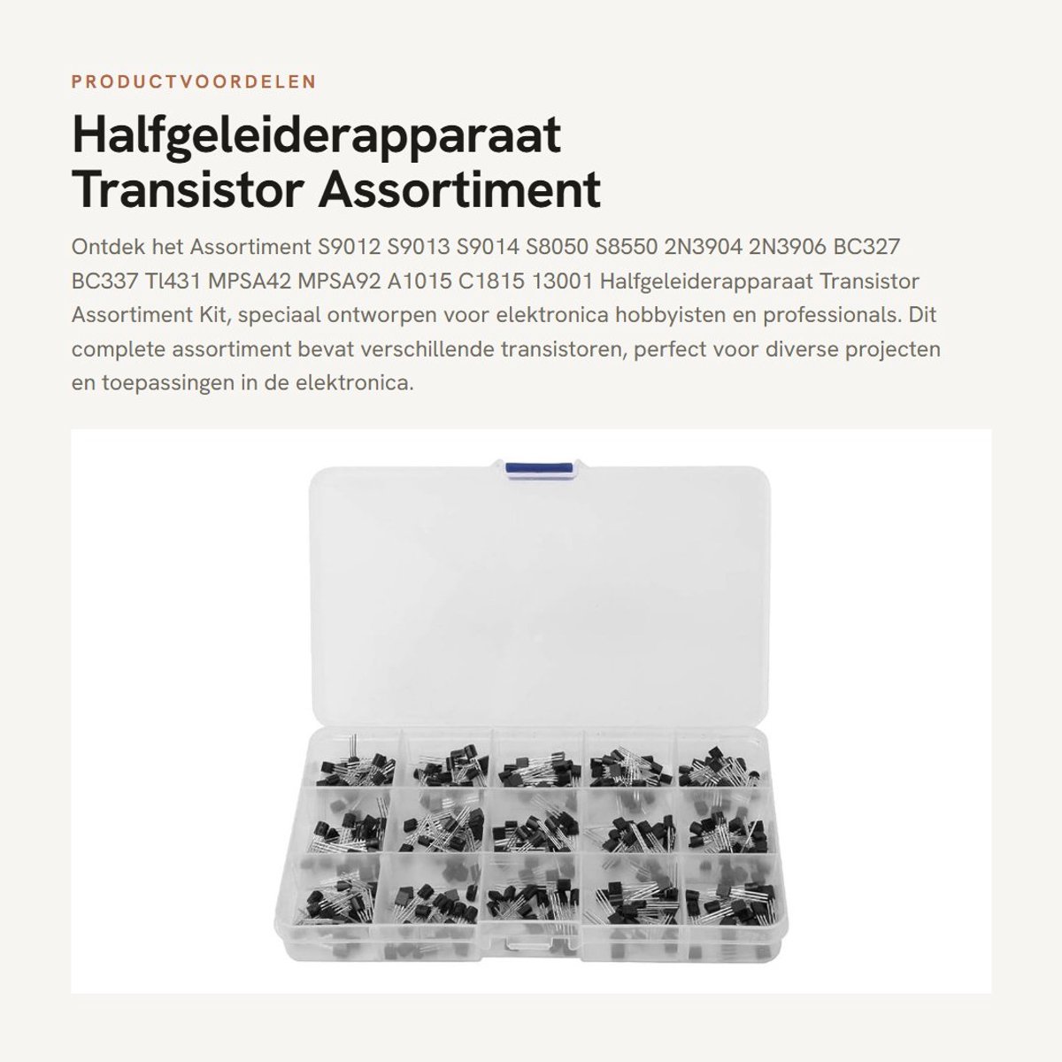 Dailygoods - Halfgeleiderapparaat - Transistor Assortiment Kit - Voor elektronica hobbyisten - 10 soorten - Gemakkelijk herkenbaar - Inclusief etiket...