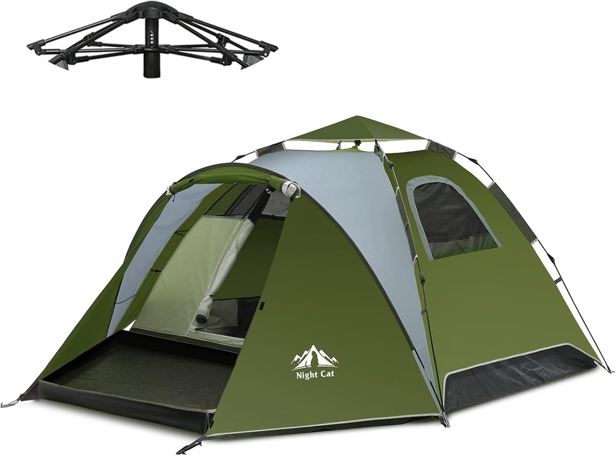 Night Cat Pop-up Tent 3 4 Personen: Waterdicht Werptent Ademend Eenvoudige Opzet voor Kamperen Wandelen