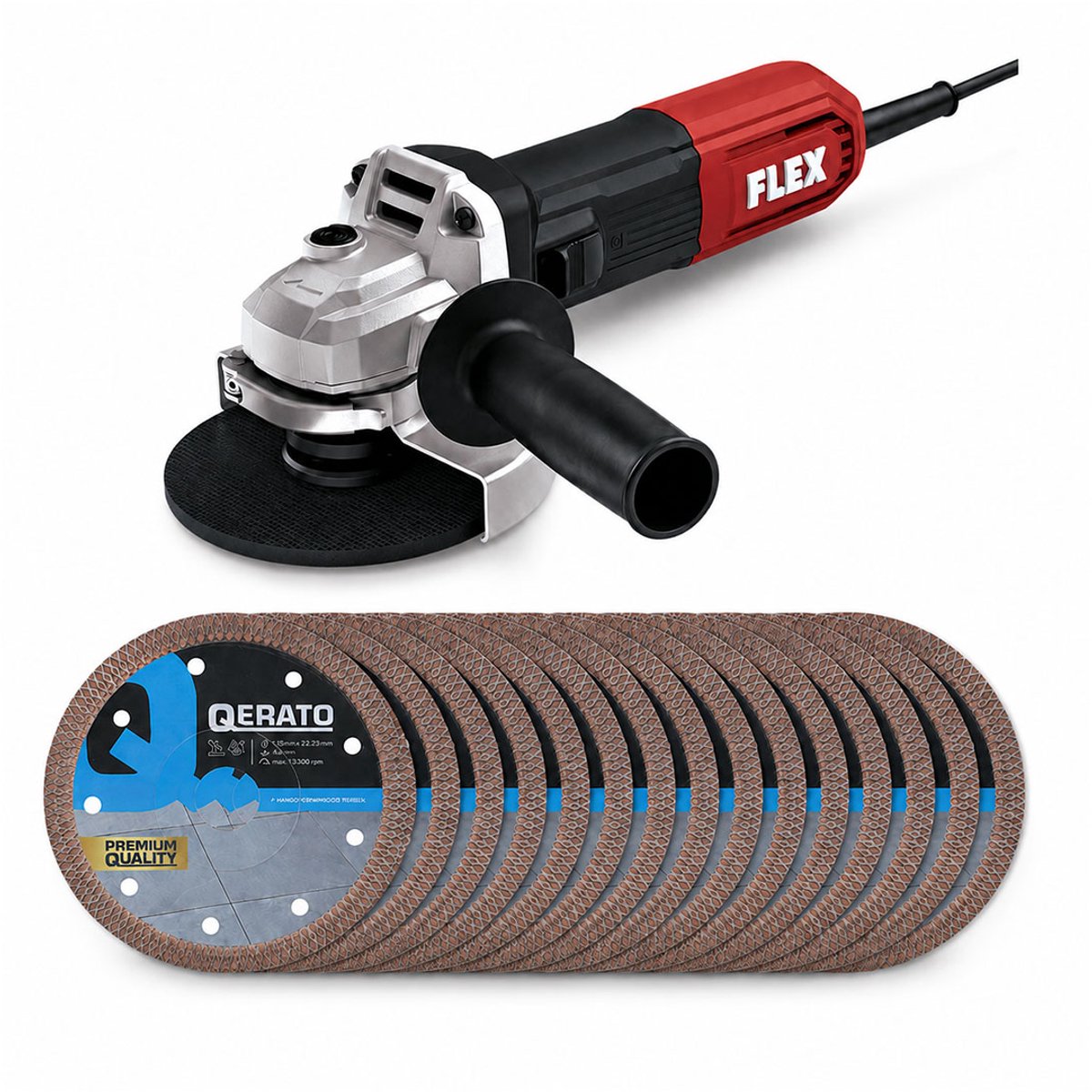 Qerato Diamantschijf 125 mm 15 stuks + Flex haakse slijper