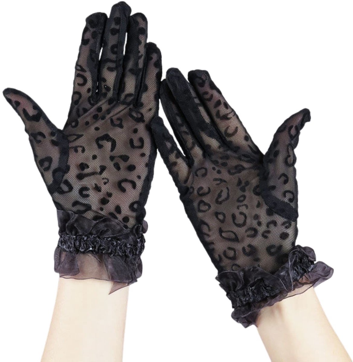 Dailygoods - CHENGZI 1 Paar Zonbescherming Lace Handschoenen Zwart Sexy Vintage Opera Handschoenen Voor Vrouwen Klassieke Bruiloft Handschoenen Stretchy Handschoenen
