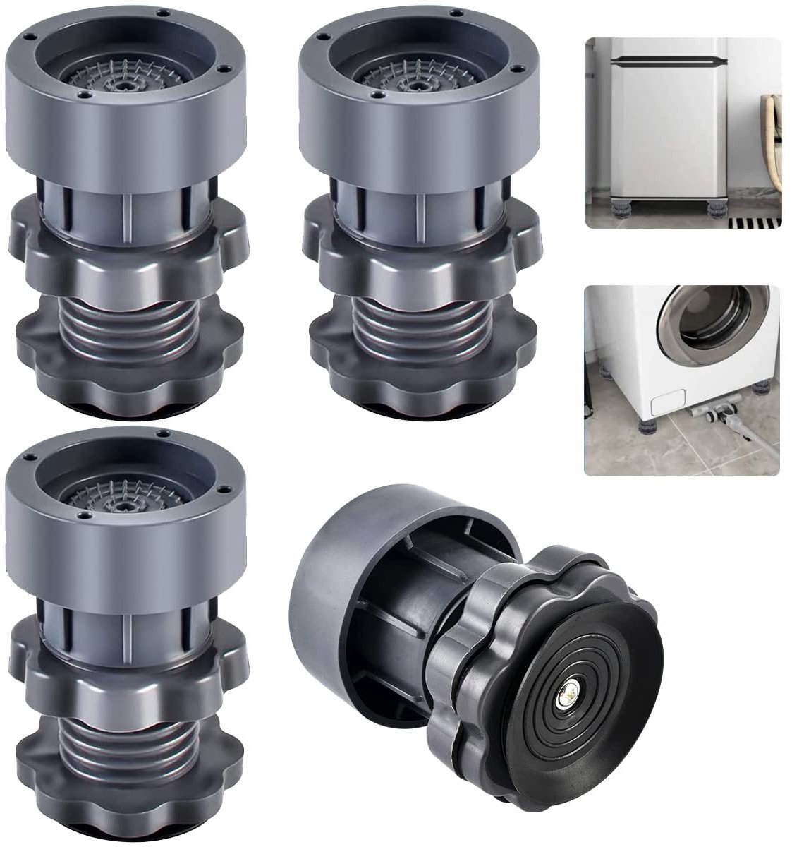 Dailygoods- Trillingsdempers - 4 stuks - Verstelbare hoogte 7-10 cm - Antislip - Schokdemper - Voetjes voor wasmachine - Bescherming voor vloer - Wasmachinevoetjes