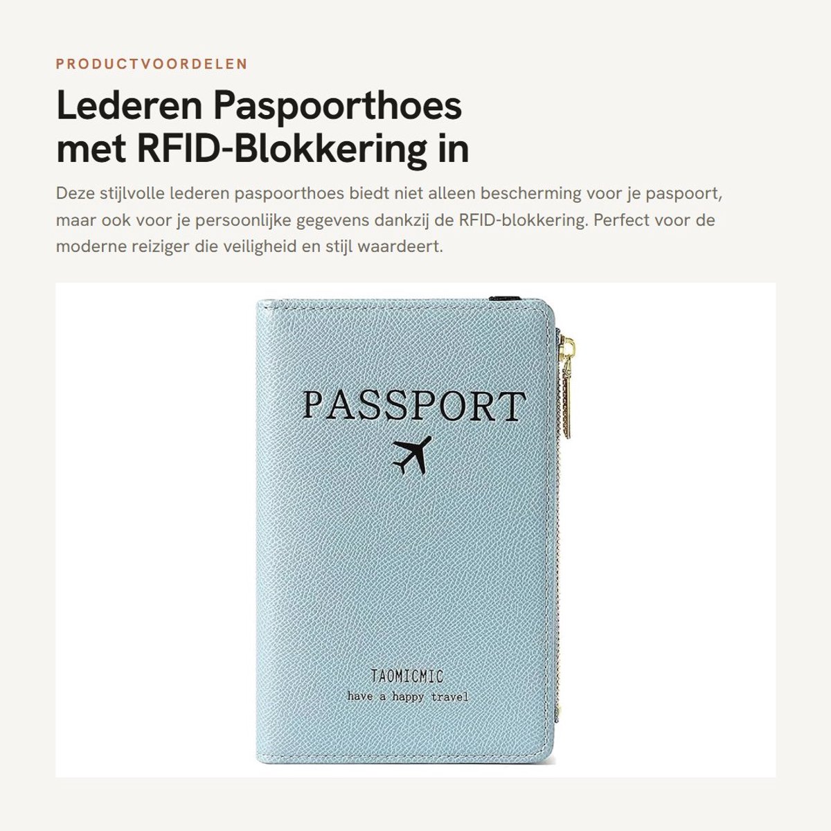 Dailygoods- Paspoorthoes met RFID-blokkering - Lederen Paspoorthouder - Reisportemonnee - Lichtgewicht - Blauw - 17 x 11 x 2 cm - Reisdocumenthouder