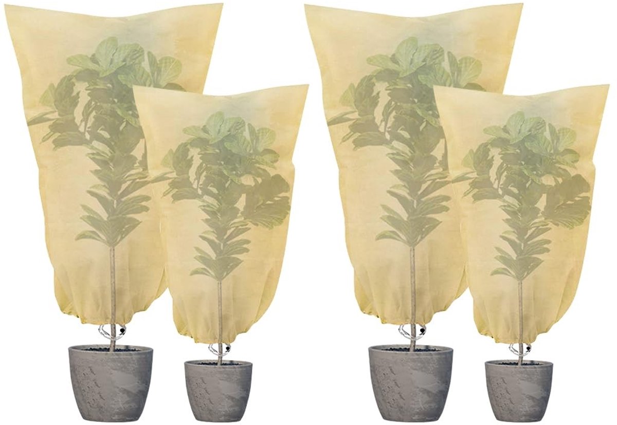 Dailygoods - 4 stuks citroen-winterafdekking, winterbescherming voor grote planten, beschermkap voor planten, winter, vorstbescherming, met ritssluiting, voor planten (vuil wit)