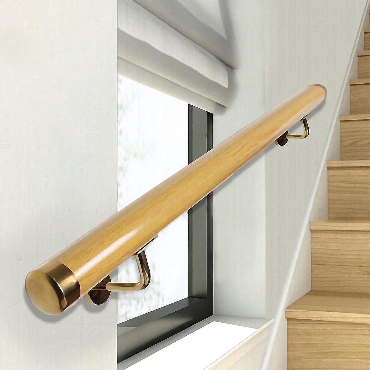 Trapleuning PVC - Muursteun Leuning - Veilige Trap - Roestvrijstalen Beugel - Tot 600cm - Goud