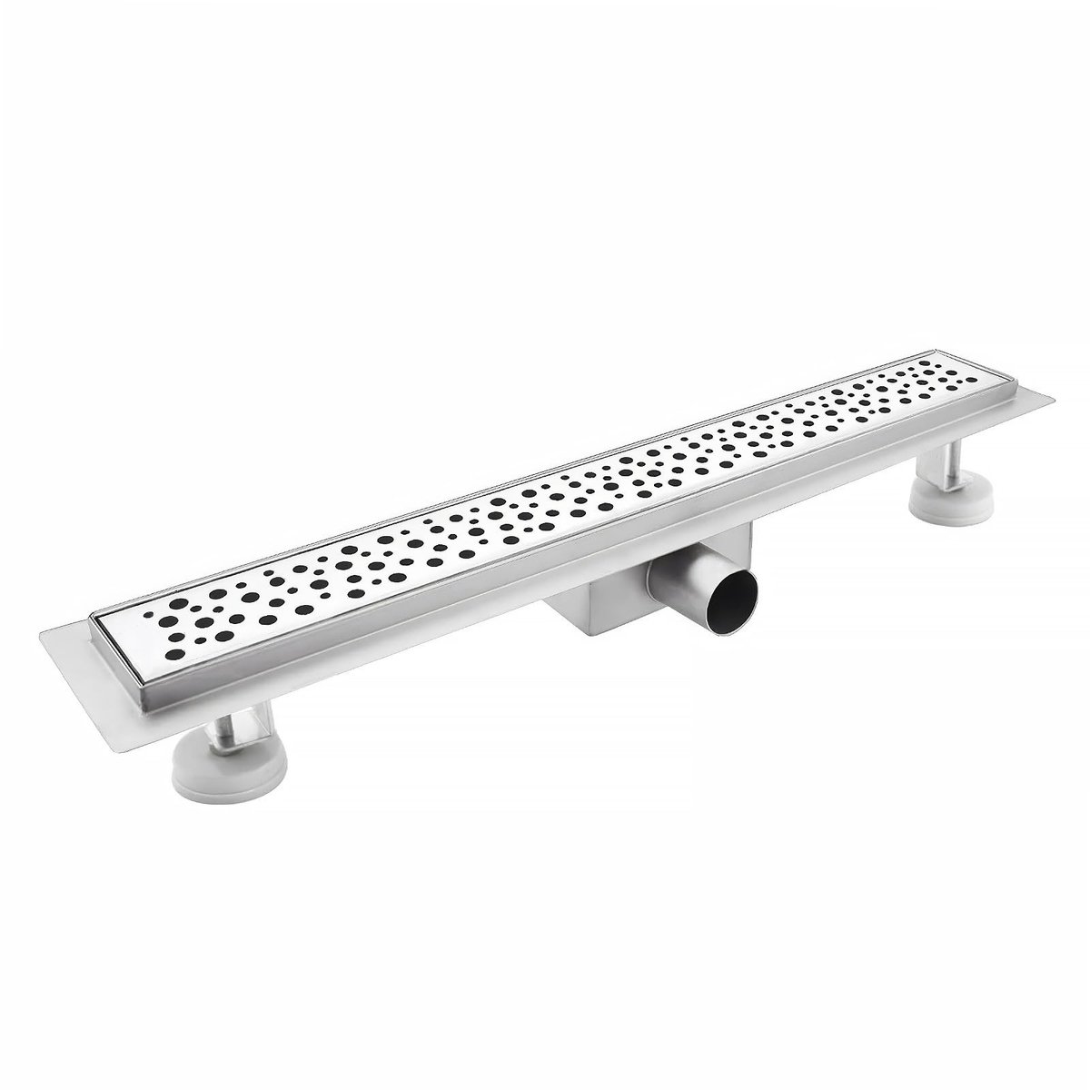 Dailygoods- Douchegoot 30 cm - Bubbeldouchegoot - Roestvrij Stalen Bodemafvoer - Complete Set met Sifon - Haarzeef - Moderne Uitstraling - Afvoerputje