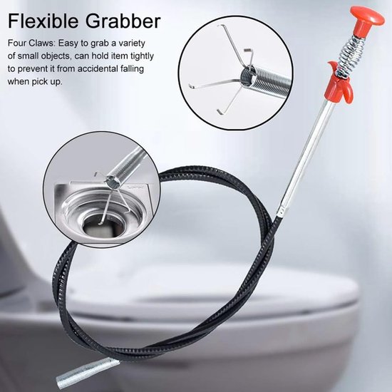 Flexible Gripper Pickup Reacher Tool, Plug Unblocker Hair Tool, Sewer Cleaning Hook Catcher with 4 Claws, Drain - ShopVlot — afbeelding 5