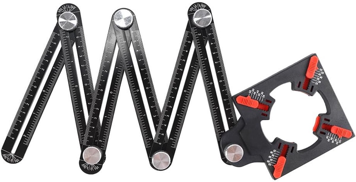 Dailygoods- Meetliniaal Aluminiumlegering - 6-zijdige Tegelgatmal - Antisliphandgreep - Ergonomische Constructie - Krasbestendig - Multifunctioneel Gebruik - Meetinstrument